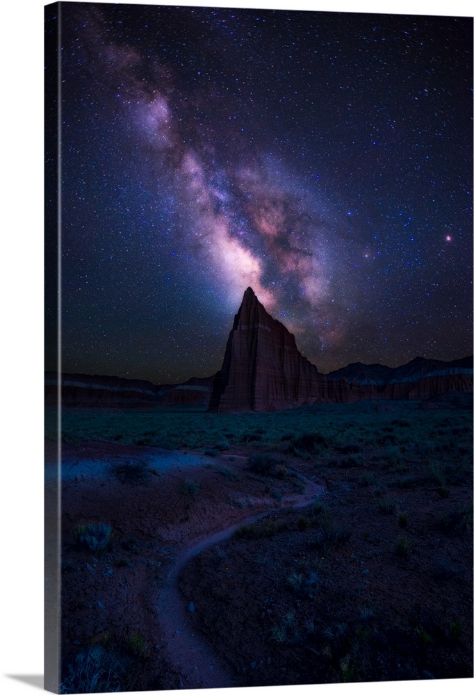 Milky Way and Temple of the Sun Align, Capitol Reef National Park