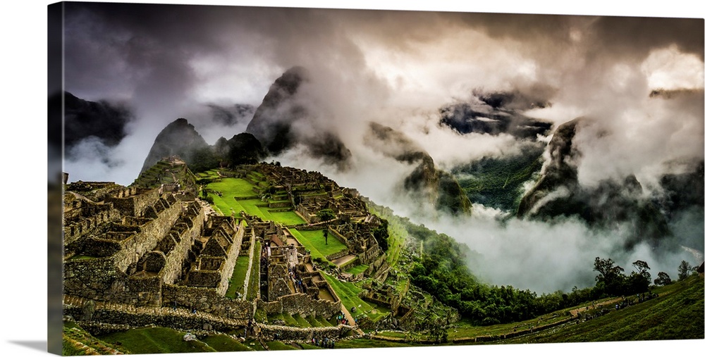 Panoramic of the Sun Breaking Through the Mist, Machu Picchu, Peru