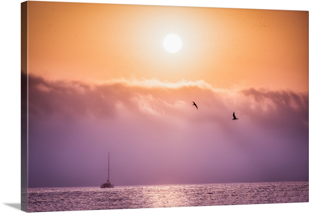 Sailboat on the Ocean With Stunning Clouds at Sunset, Lima, Peru