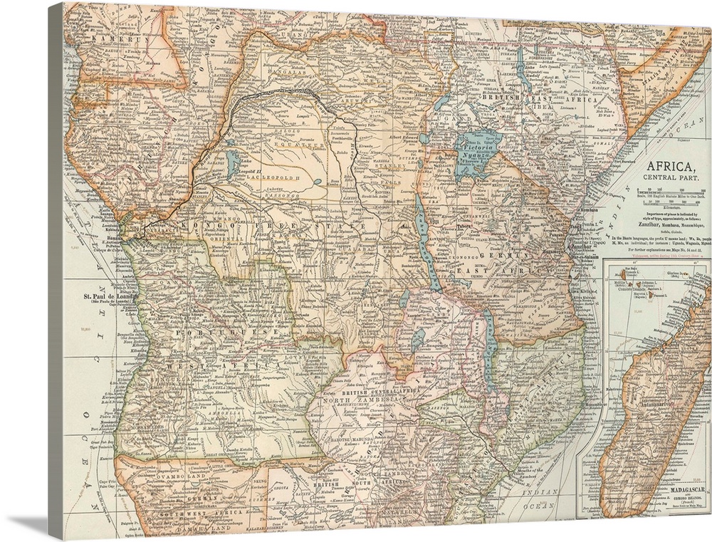 Africa, Central Part - Vintage Map