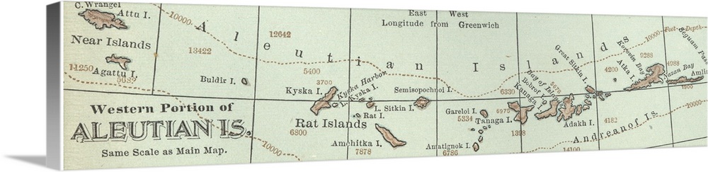 Aleutian Islands - Vintage Map