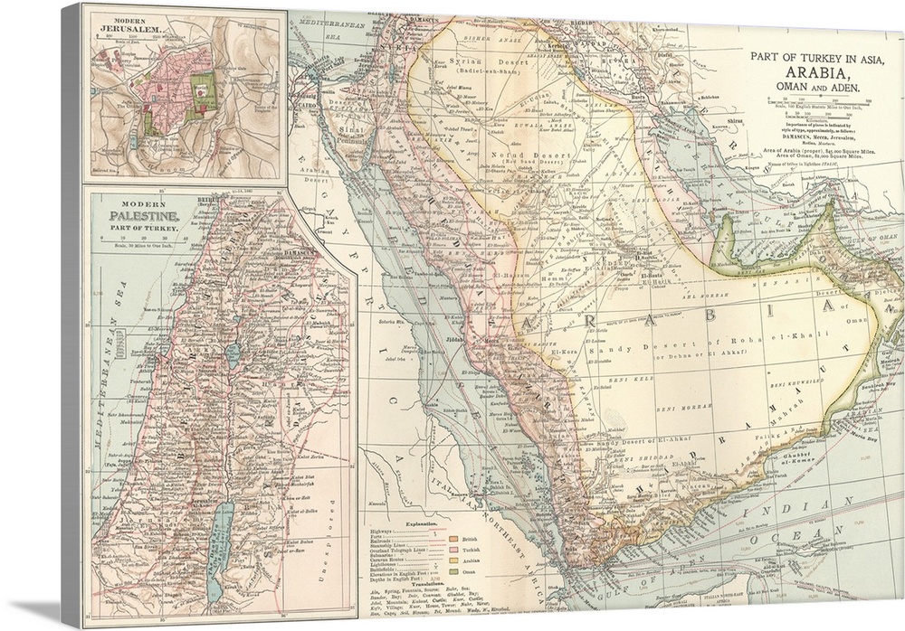 Arabia, Oman, and Aden - Vintage Map