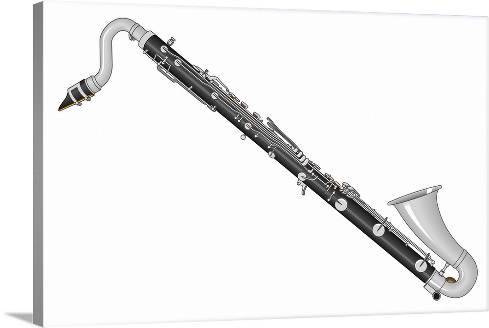 Educational illustration of a bass clarinet.