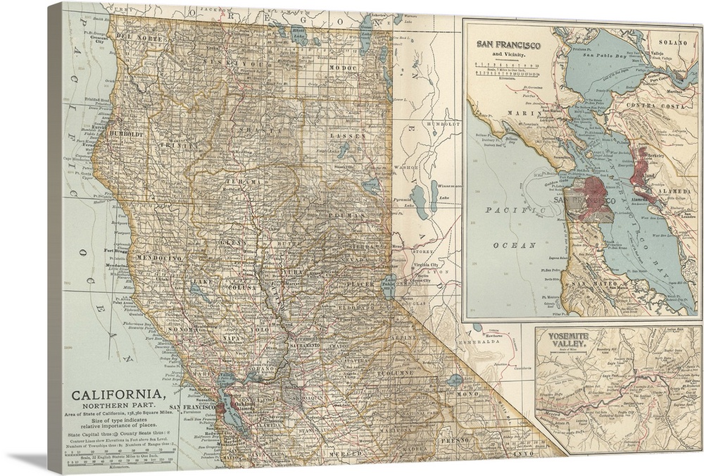 California, Northern Part - Vintage Map