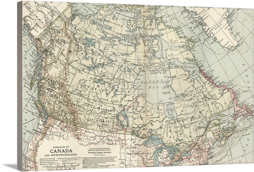 Canada Vintage Map Wall Art, Canvas Prints, Framed Prints, Wall Peels