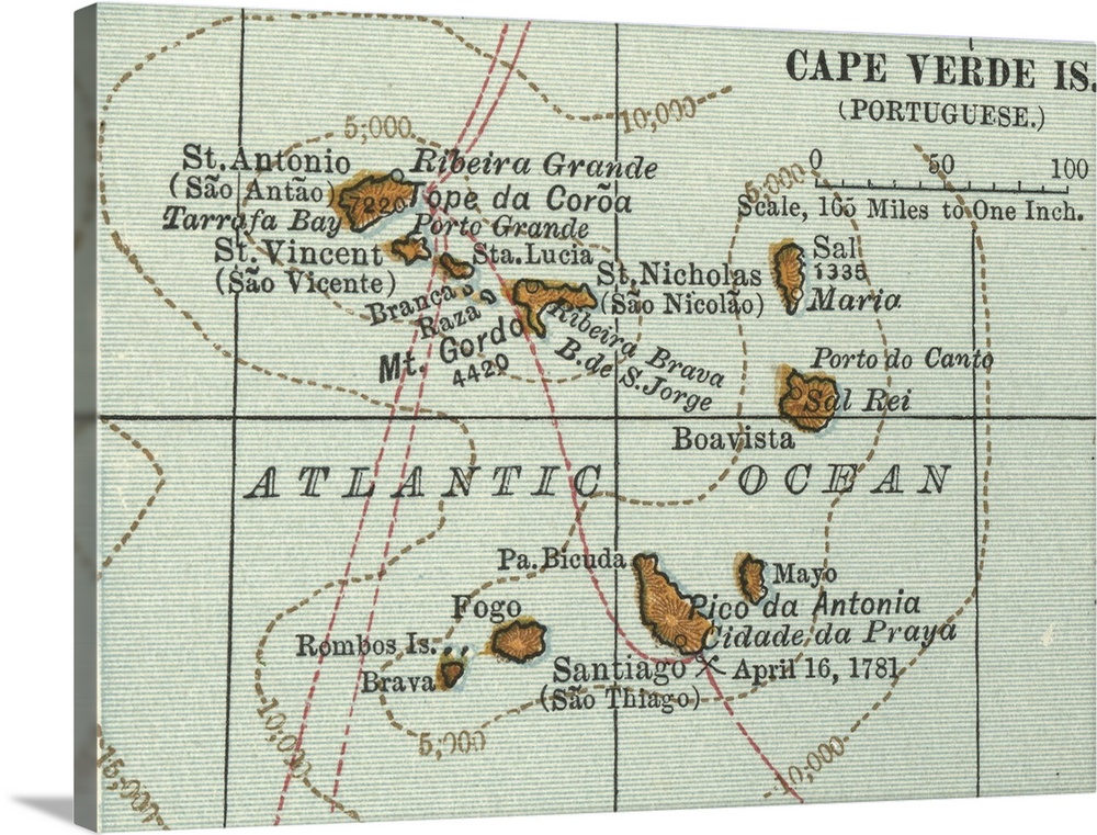 Cape Verde Islands - Vintage Map