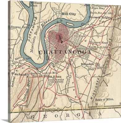 Chattanooga - Vintage Map