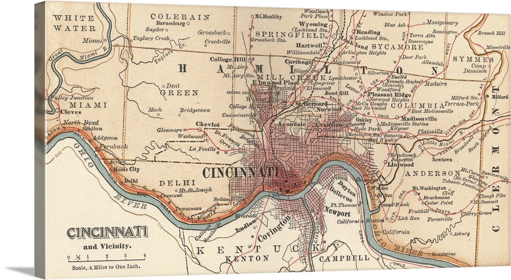 Cincinnati - Vintage Map
