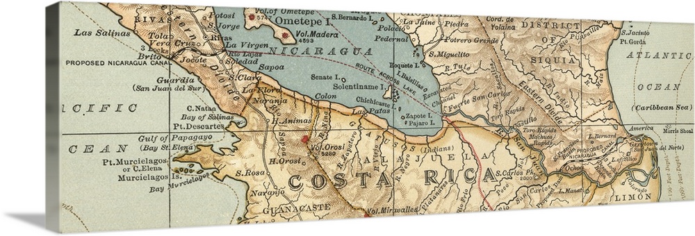 Costa Rica - Vintage Map