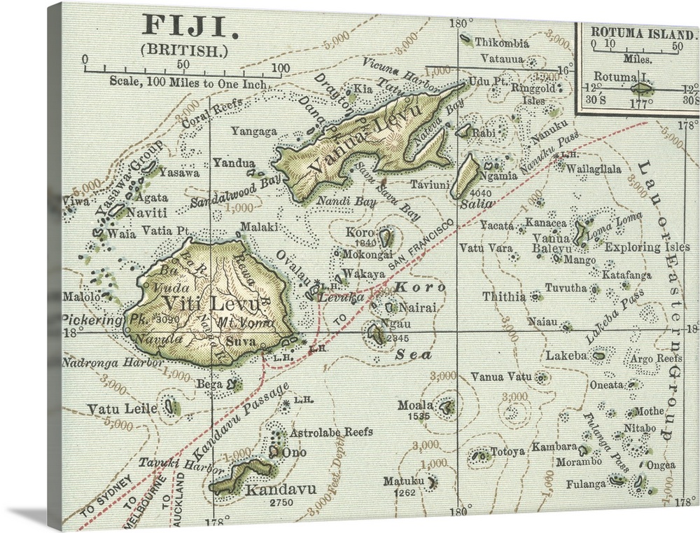 Fiji - Vintage Map