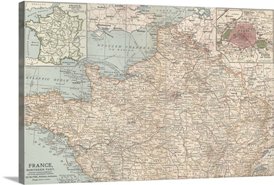 France, Northern Part - Vintage Map
