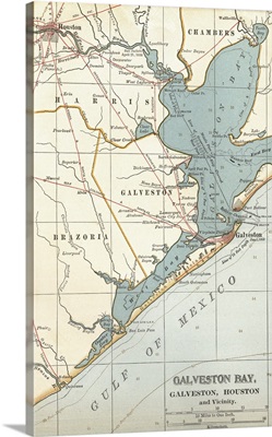 Galveston Bay - Vintage Map