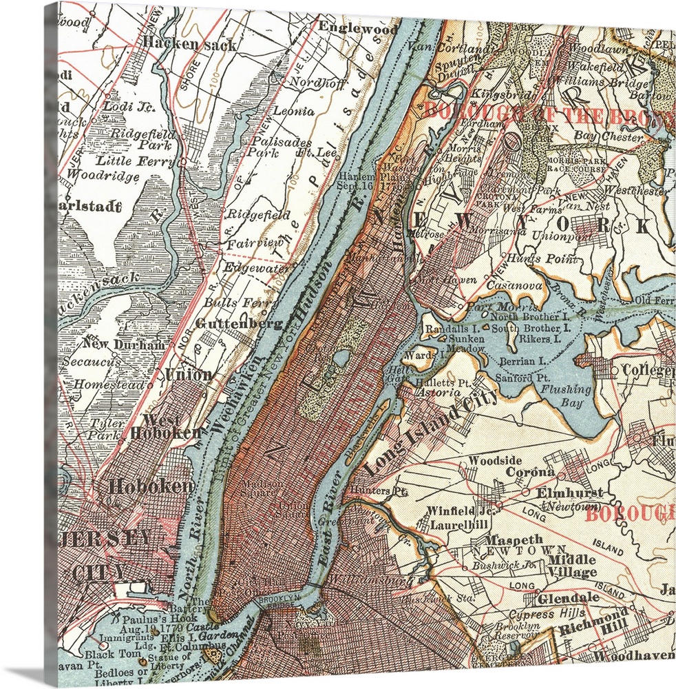 Hudson River And New York Vintage Map,2277037 