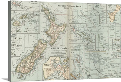 Islands of the Pacific Ocean - Vintage Map