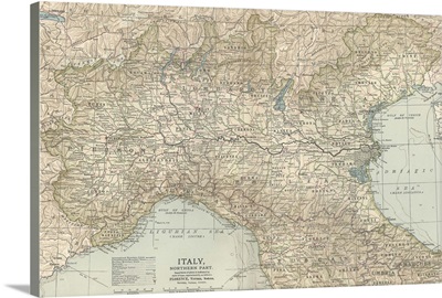 Italy, Northern Part - Vintage Map