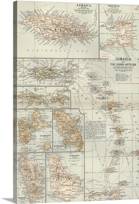 Jamaica and the Lesser Antilles - Vintage Map