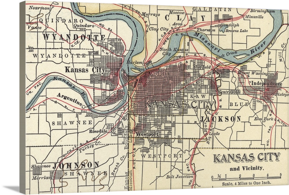 Clarence Vintage Map Print Clarence City Road Map Poster Canvas Clarence Iowa Map