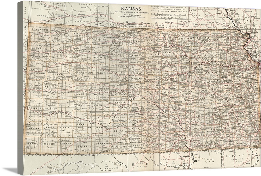 Kansas - Vintage Map