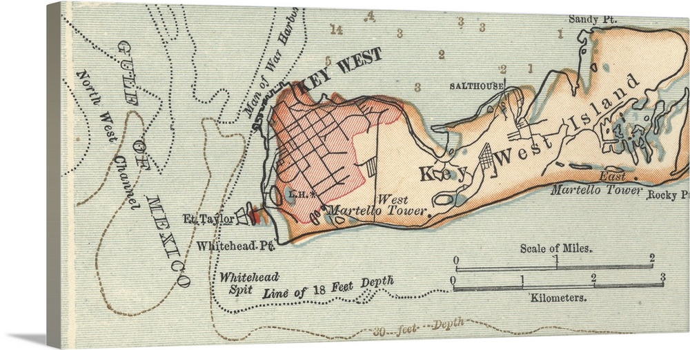 Key West Island - Vintage Map