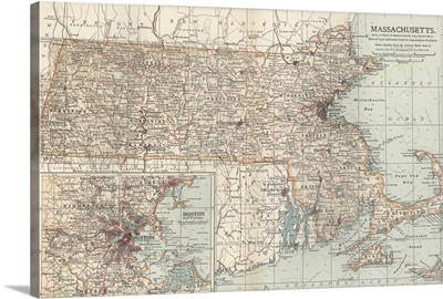 Massachusetts - Vintage Map