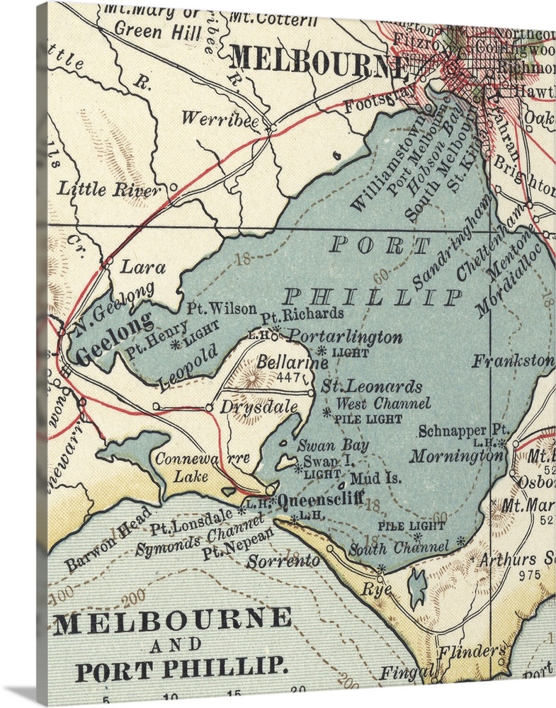 Melbourne and Port Phillip - Vintage Map