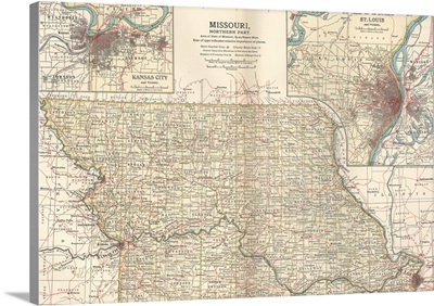 Missouri, Northern Part - Vintage Map