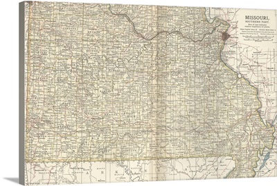 Missouri, Southern Part - Vintage Map
