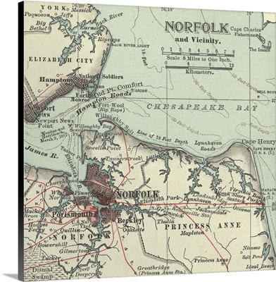 Norfolk - Vintage Map