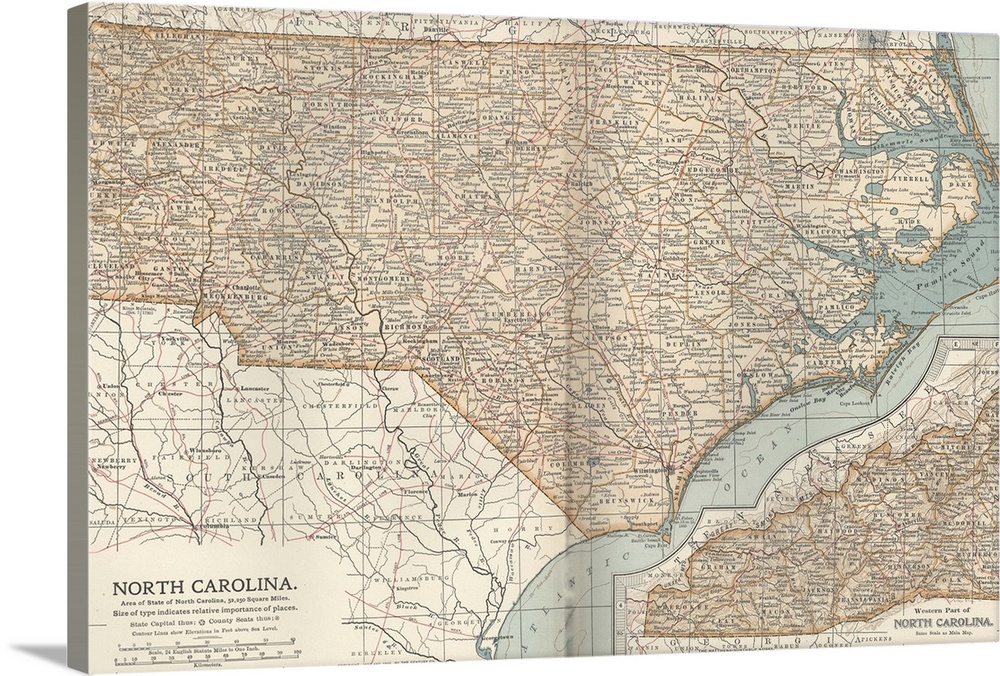 North Carolina - Vintage Map
