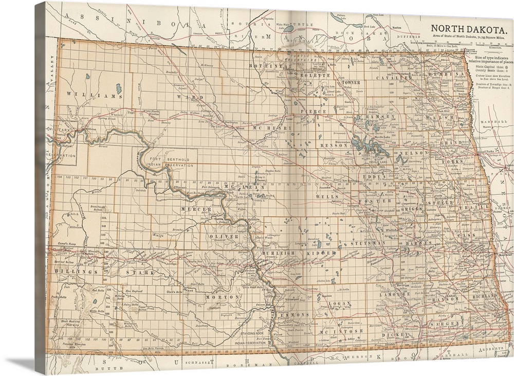 North Dakota - Vintage Map