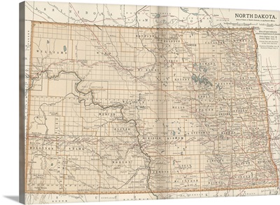 North Dakota - Vintage Map