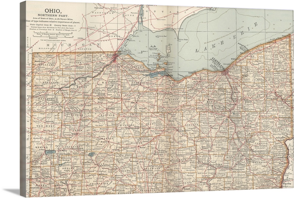 Ohio, Northern Part - Vintage Map