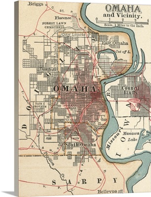 Omaha - Vintage Map