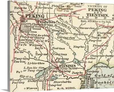 Peking and Tientsin - Vintage Map