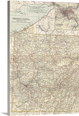 Pennsylvania, Western Part - Vintage Map