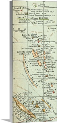 Santa Cruz Islands and New Hebrides - Vintage Map