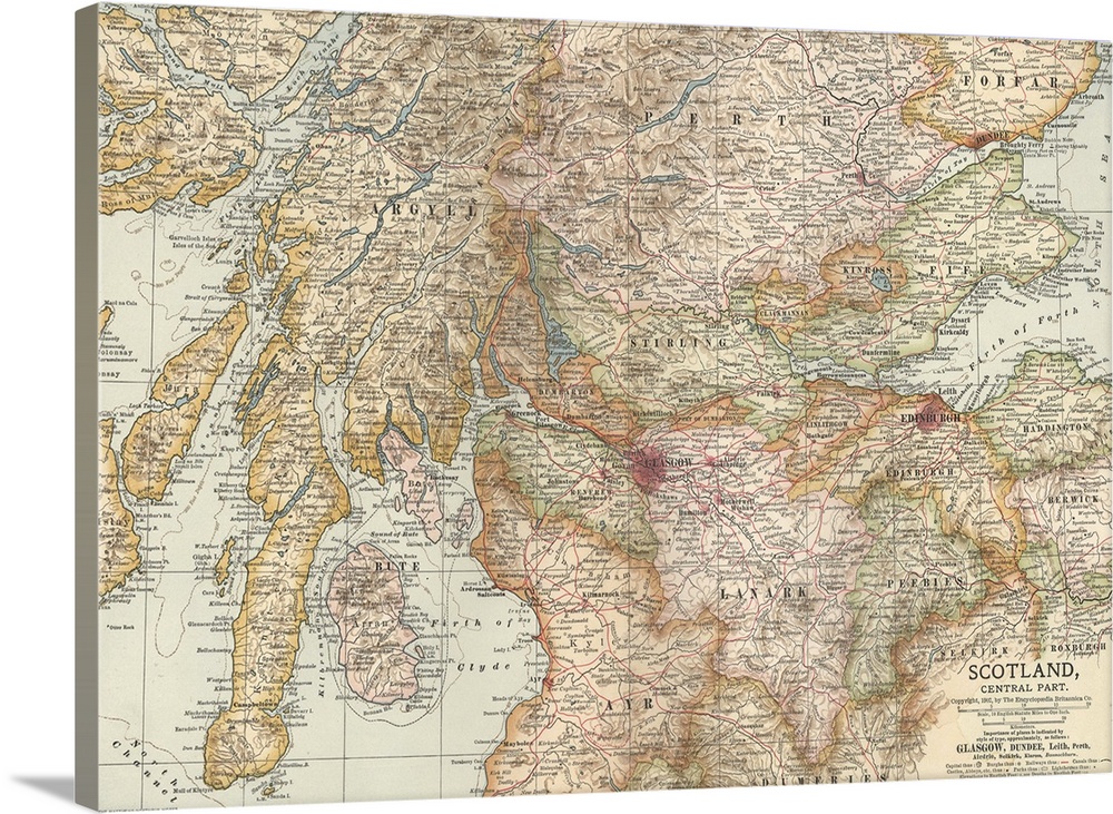 Scotland, Central Part - Vintage Map