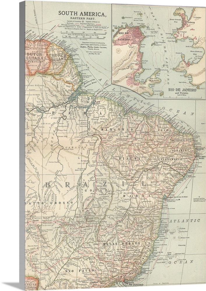 South America, Eastern Part - Vintage Map
