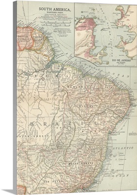 South America, Eastern Part - Vintage Map
