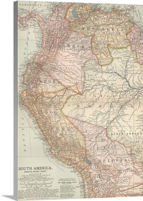 South America, North-West Part - Vintage Map