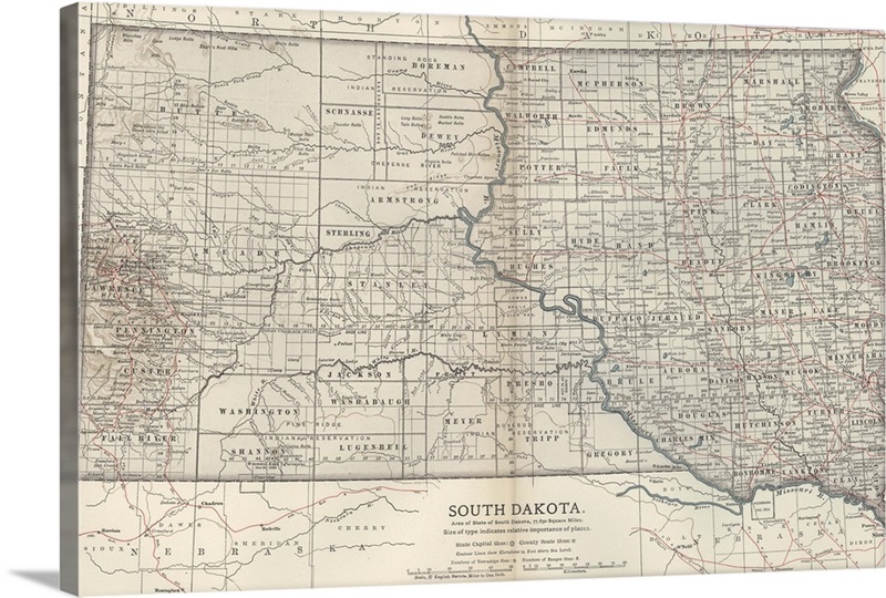 South Dakota - Vintage Map | Great Big Canvas