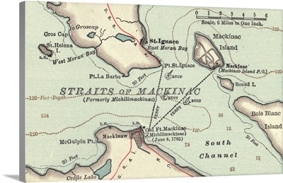 Straits of Mackinac - Vintage Map