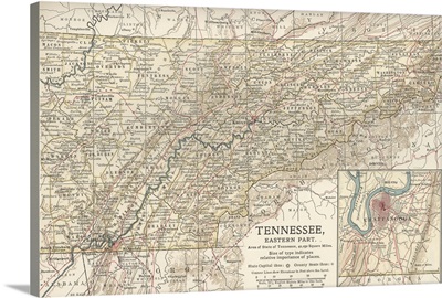 Tennessee, Eastern Part - Vintage Map