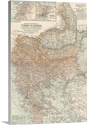 Turkey in Europe - Vintage Map