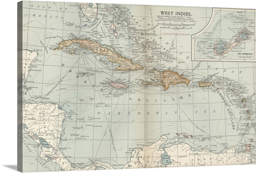West Indies - Vintage Map