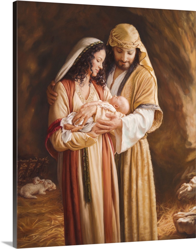 Nativity with Mary, Joseph and Jesus.