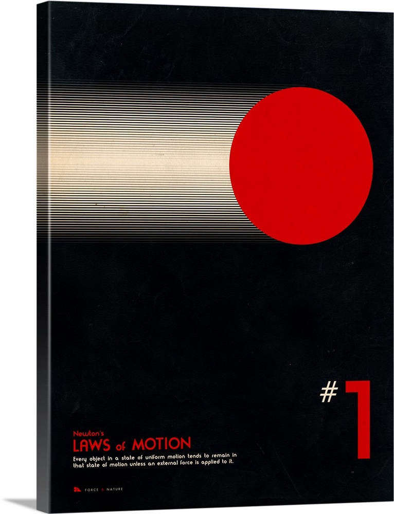 Educational graphic poster with facts about the first law of motion.