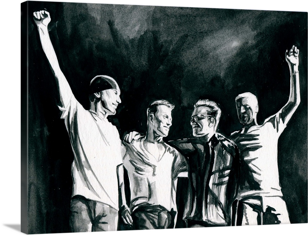 U2 360 tour group sketch in black watercolor.
