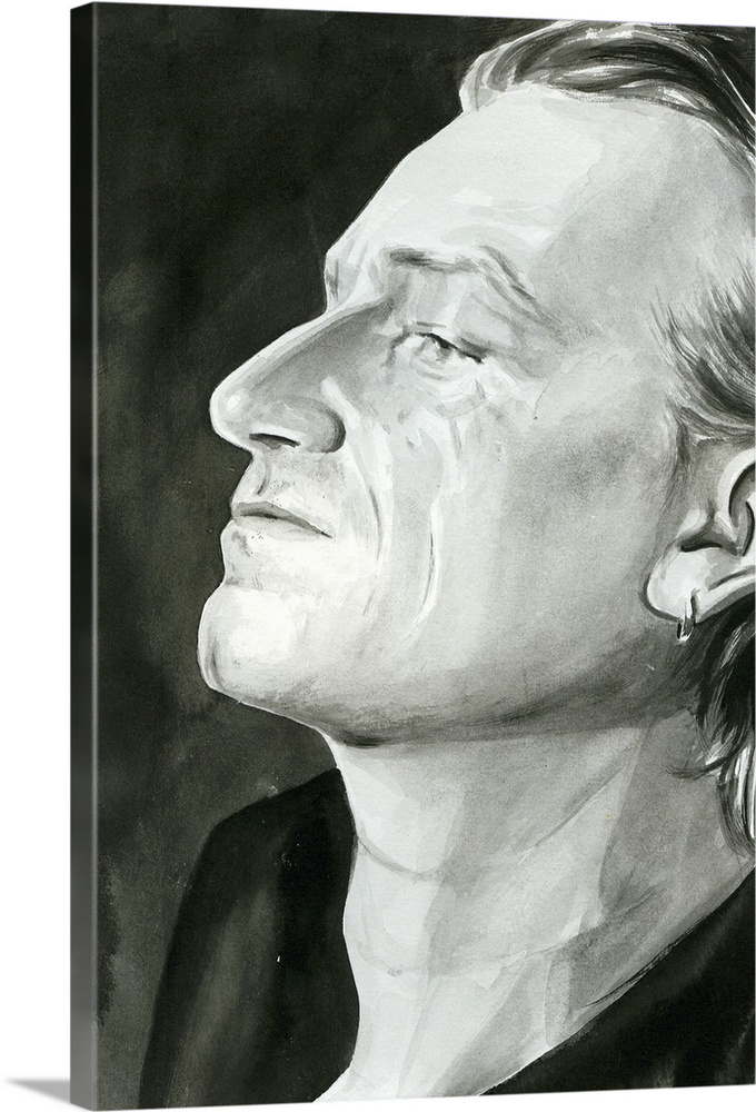Monochromatic portrait of Bono ca. 2002