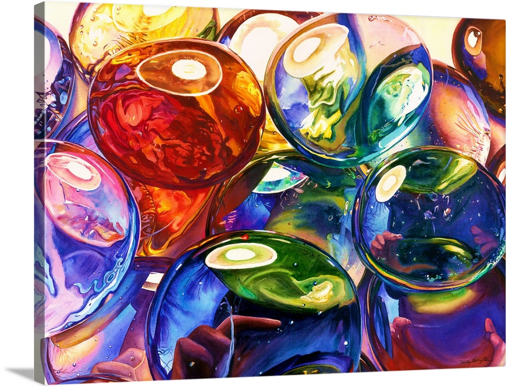 Glass Gems 3 | Large Stretched Canvas, Black Floating Frame Wall Art Print | Great Big Canvas